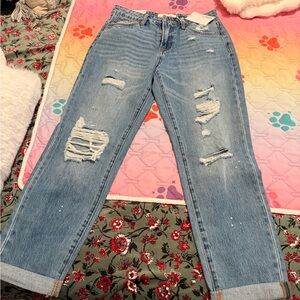 Classic Distressed Straight Leg Jeans